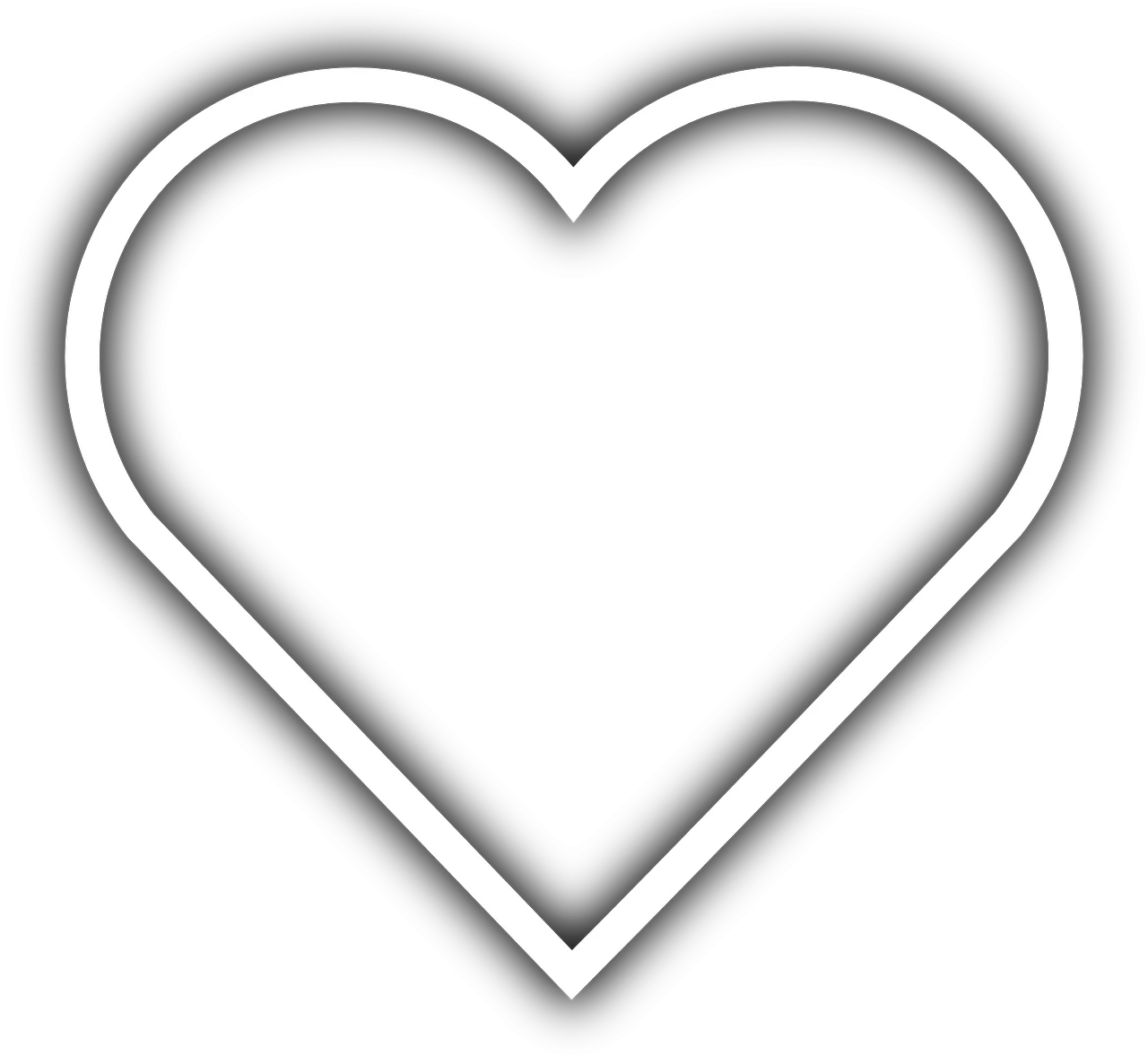 Minimalist Black and White Heart Clipart with Soft Gradient Shadow Effect