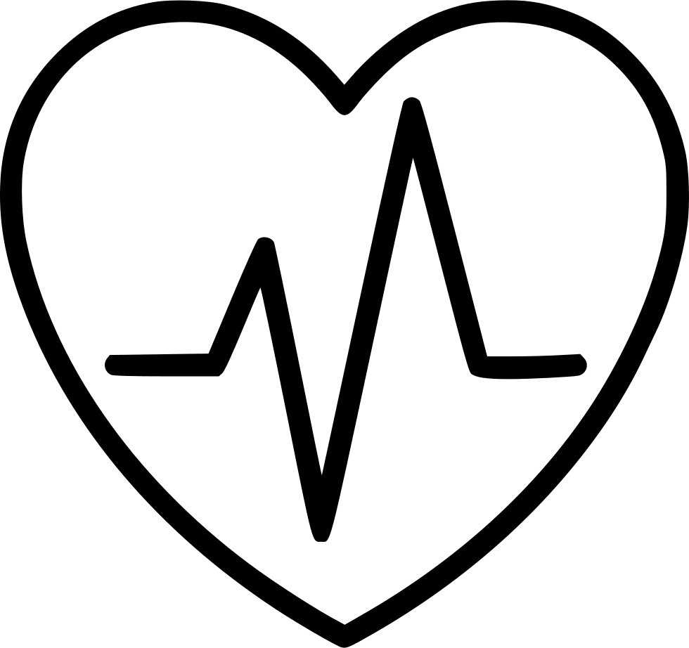 Minimalist Black and White Heartbeat Pulse Lifeline Clipart Design Icon