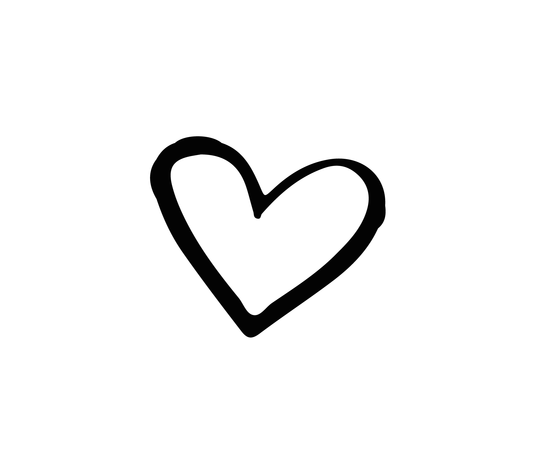 Minimalist Hand-Drawn Asymmetric Heart Clipart with Whimsical Design