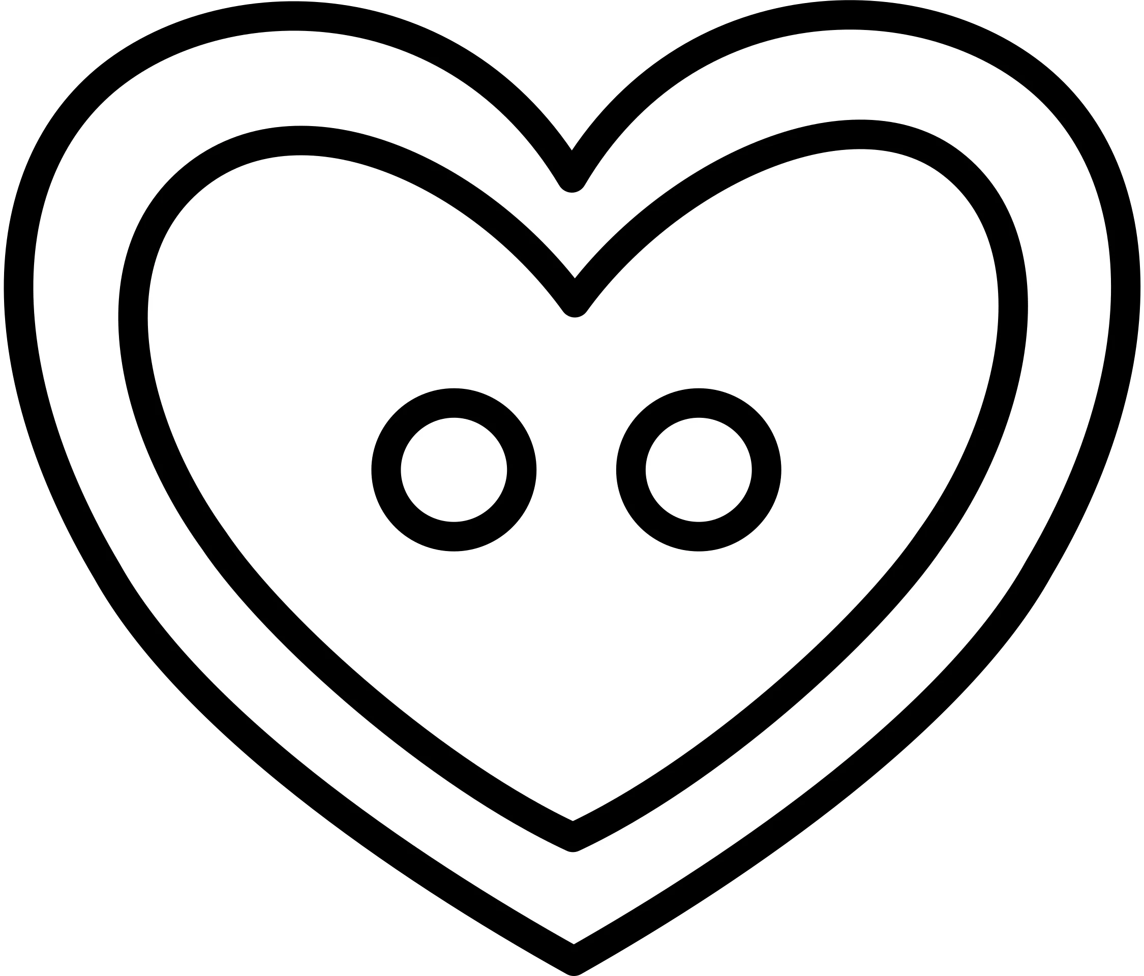 Minimalist Heart-Shaped Clipart with Playful Circular Eyes Design