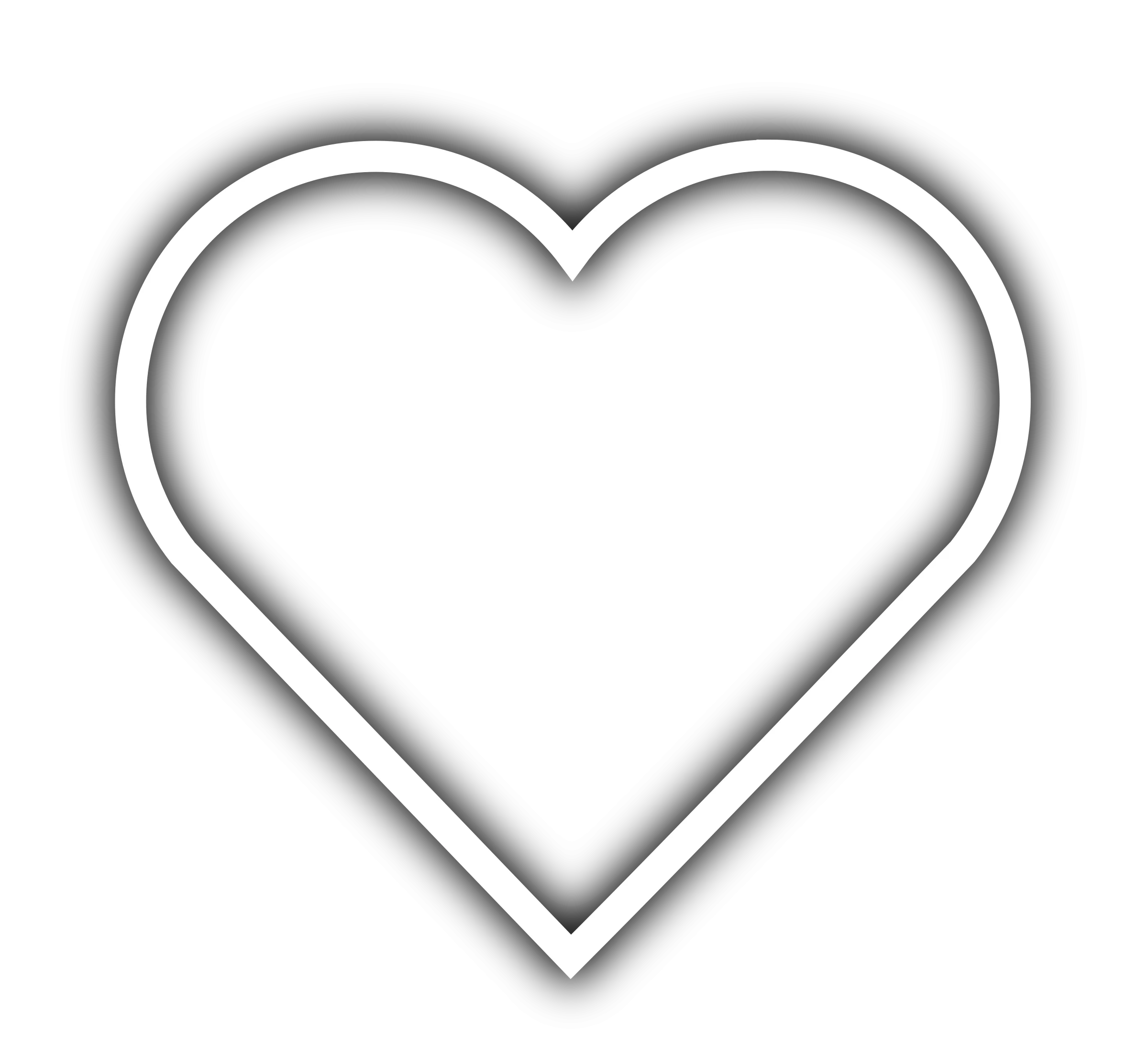 Minimalist Monochrome Heart Clipart with Soft Gradient Shadow Effect