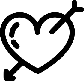 Stylized Heart and Arrow Clipart Symbol of Romantic Love and Passion