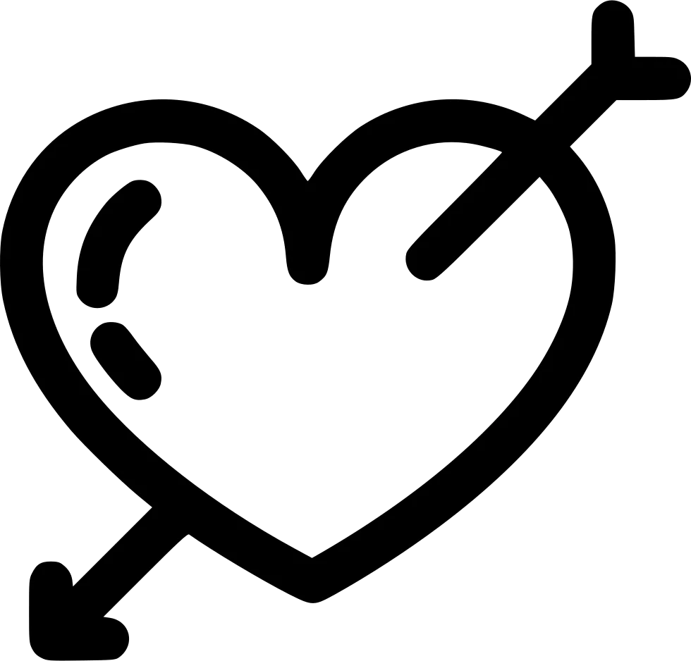 Stylized Heart and Arrow Clipart Symbol of Romantic Love and Passion