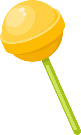 Cheerful Yellow Sphere Lollipop Clipart with Lime Green Stick