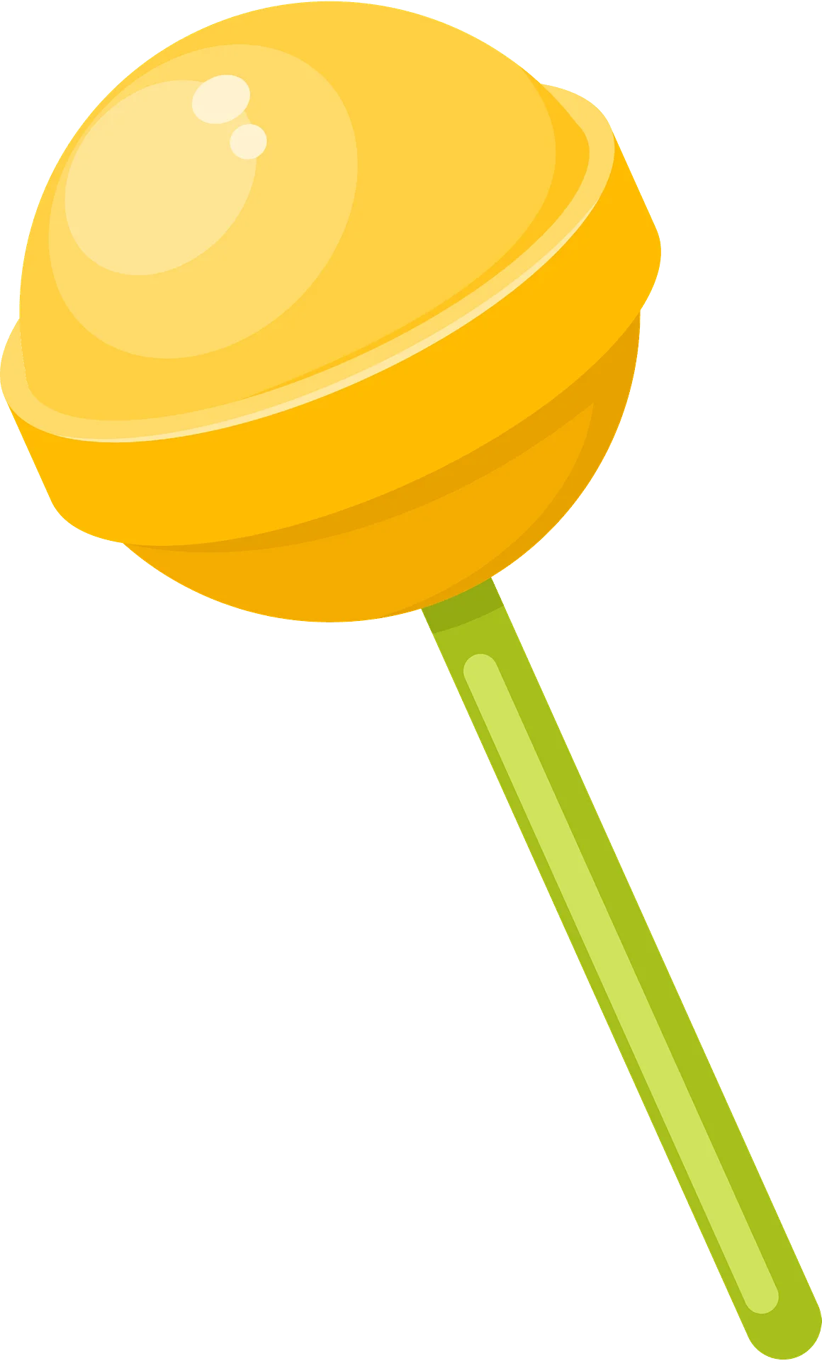 Cheerful Yellow Sphere Lollipop Clipart with Lime Green Stick