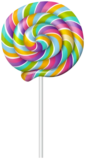 Whimsical Rainbow Spiral Lollipop Clipart with Playful Color Swirls