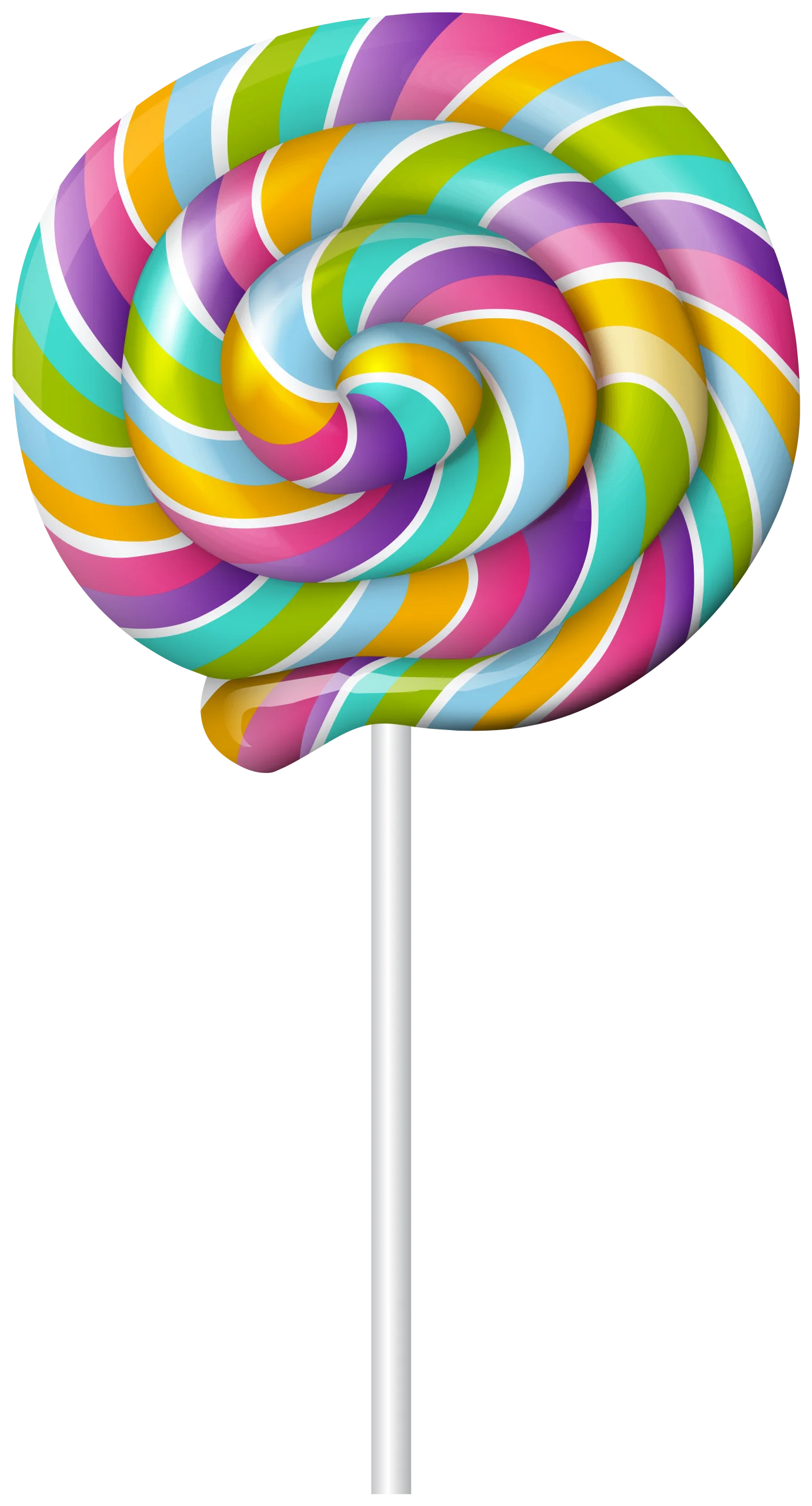 Whimsical Rainbow Spiral Lollipop Clipart with Playful Color Swirls