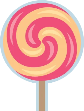 Whimsical Spiral Swirl Lollipop Clipart with Pastel Color Palette