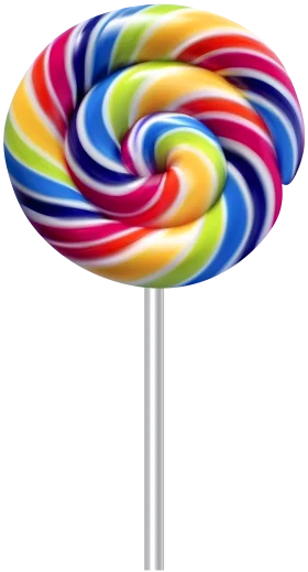 Whimsical Swirling Rainbow Colors Lollipop Clipart with Mesmerizing Spiral Design