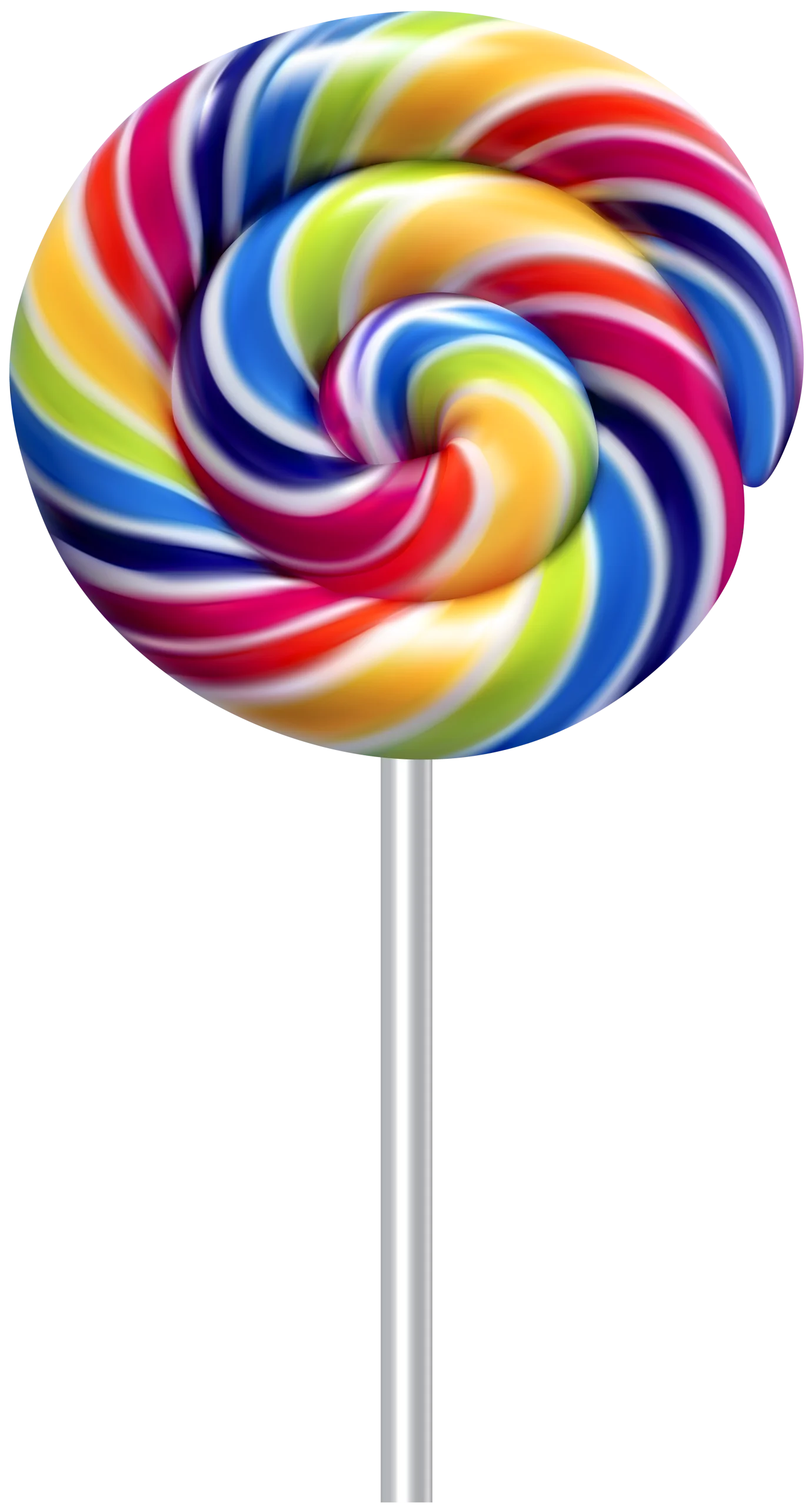 Whimsical Swirling Rainbow Colors Lollipop Clipart with Mesmerizing Spiral Design