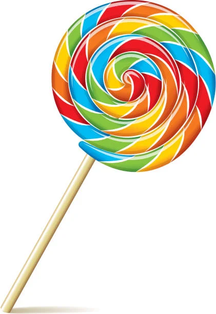 Classic Rainbow Swirl Lollipop Clipart - Colorful Candy Spiral Illustration