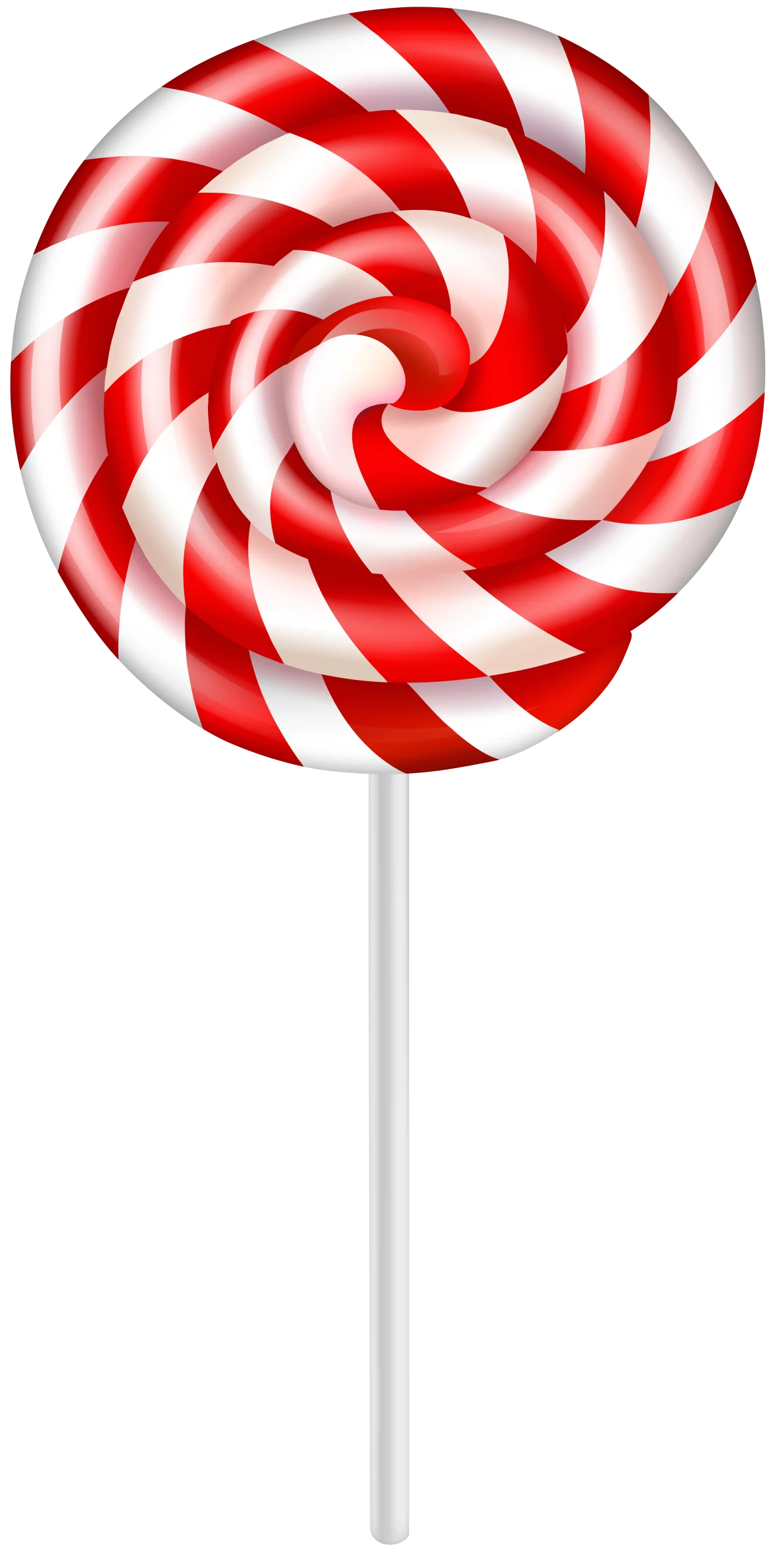 Classic Red and White Swirled Candy Lollipop Clipart with Delightful Spiral Design