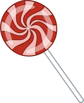 Classic Red and White Swirling Spiral Peppermint Lollipop Clipart Design