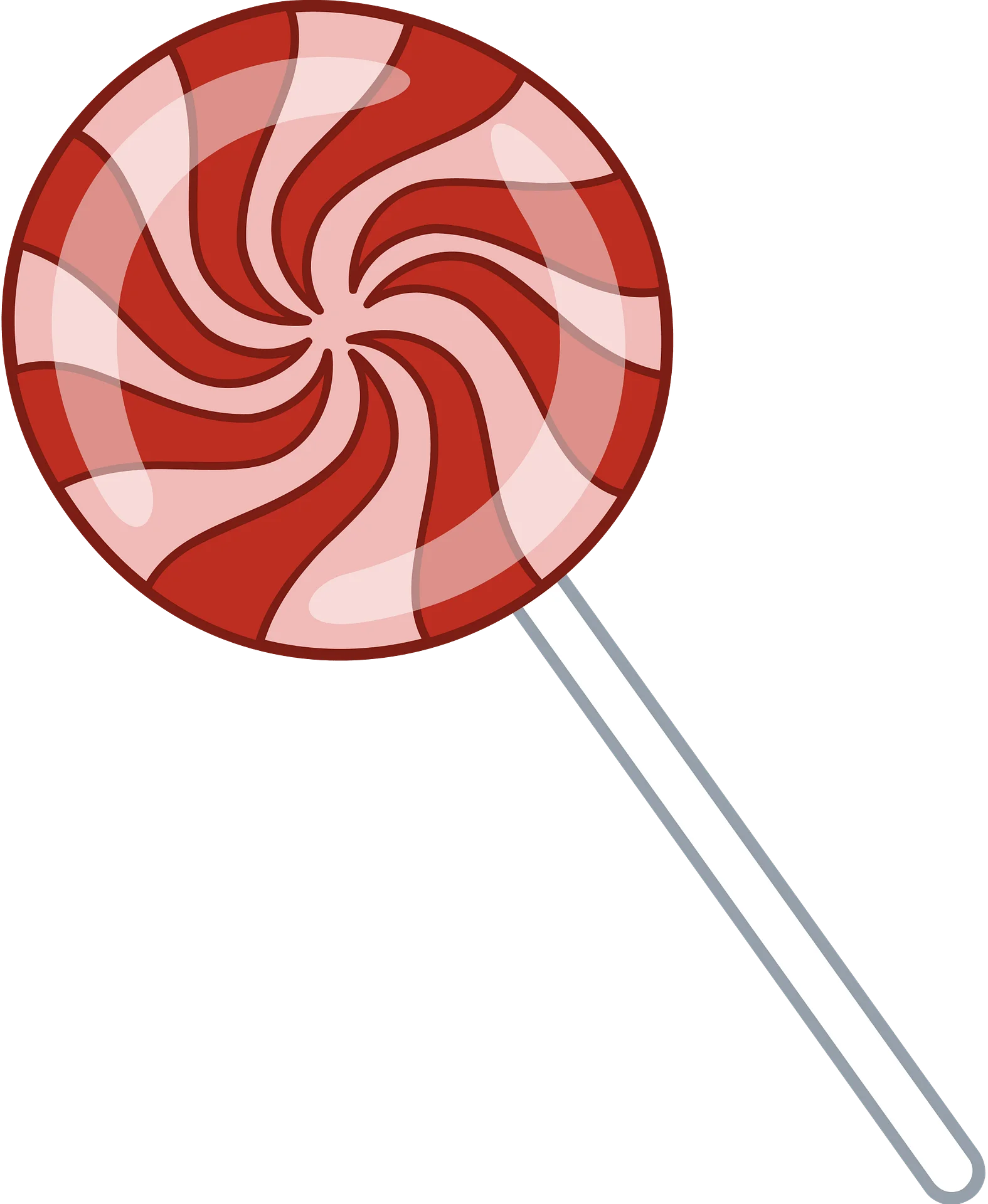 Classic Red and White Swirling Spiral Peppermint Lollipop Clipart Design