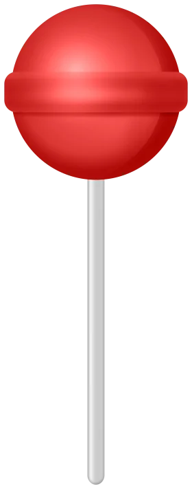 Classic Red Round Lollipop Clipart Design with Smooth Silver Stick