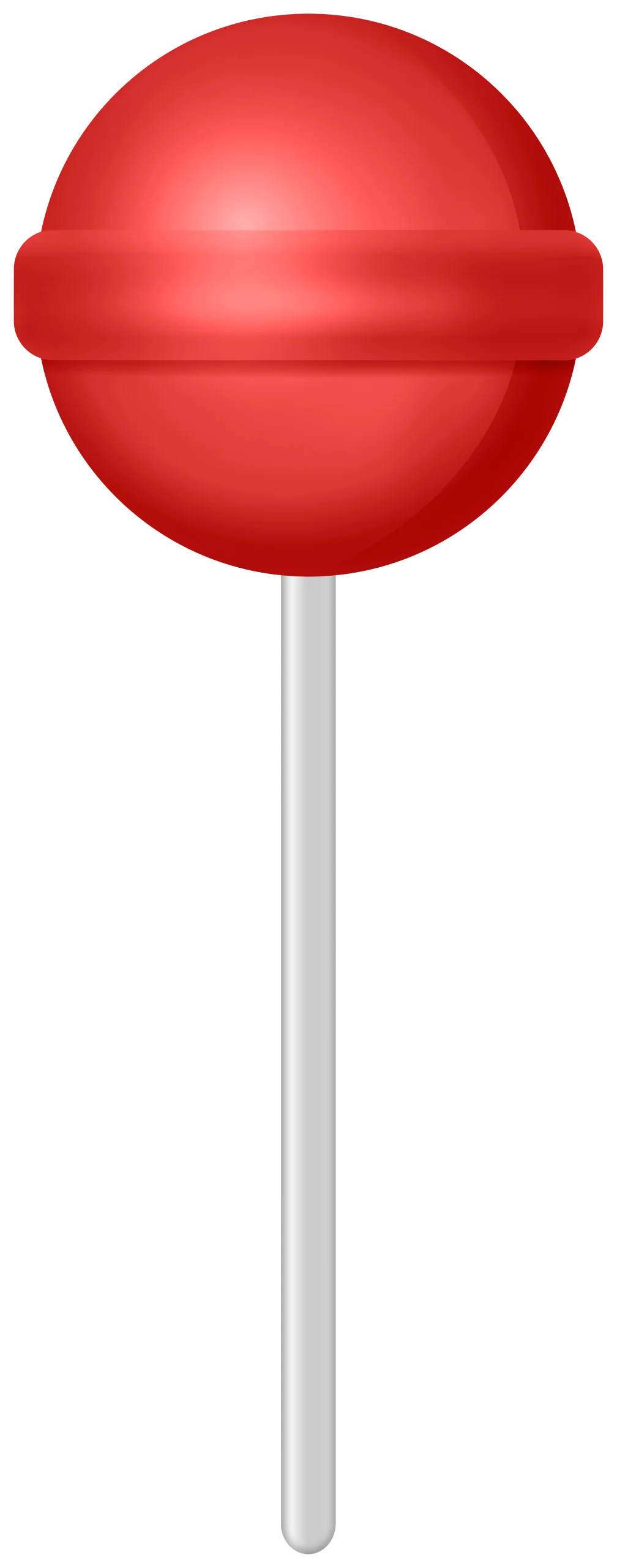 Classic Red Round Lollipop Clipart Design with Smooth Silver Stick
