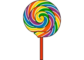 Colorful Swirling Rainbow Spiral Lollipop Candy Clipart Design Illustration