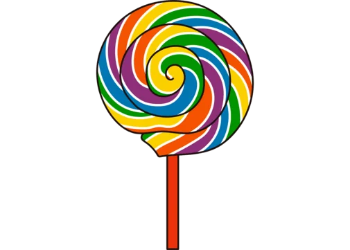 Colorful Swirling Rainbow Spiral Lollipop Candy Clipart Design Illustration