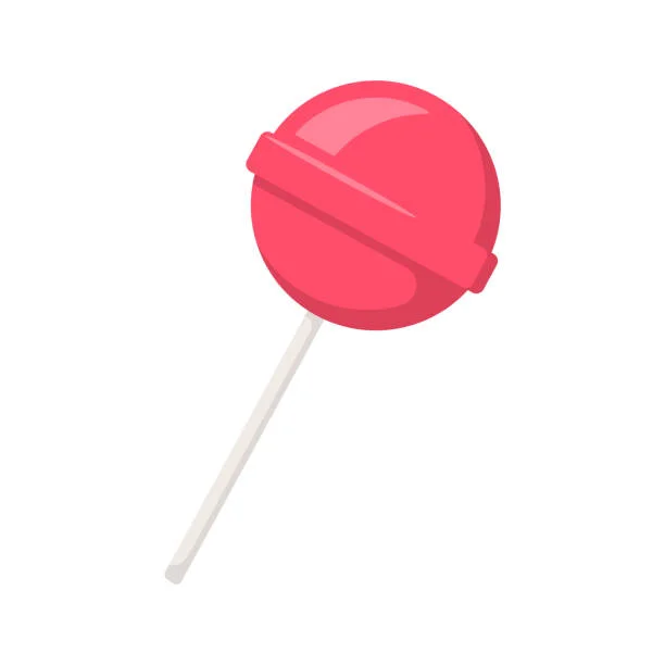 Sweet Circular Pink Lollipop Clipart with Smooth White Stick Illustration