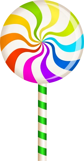 Whimsical Rainbow Spiral Lollipop Clipart with Playful Candy Swirl Design