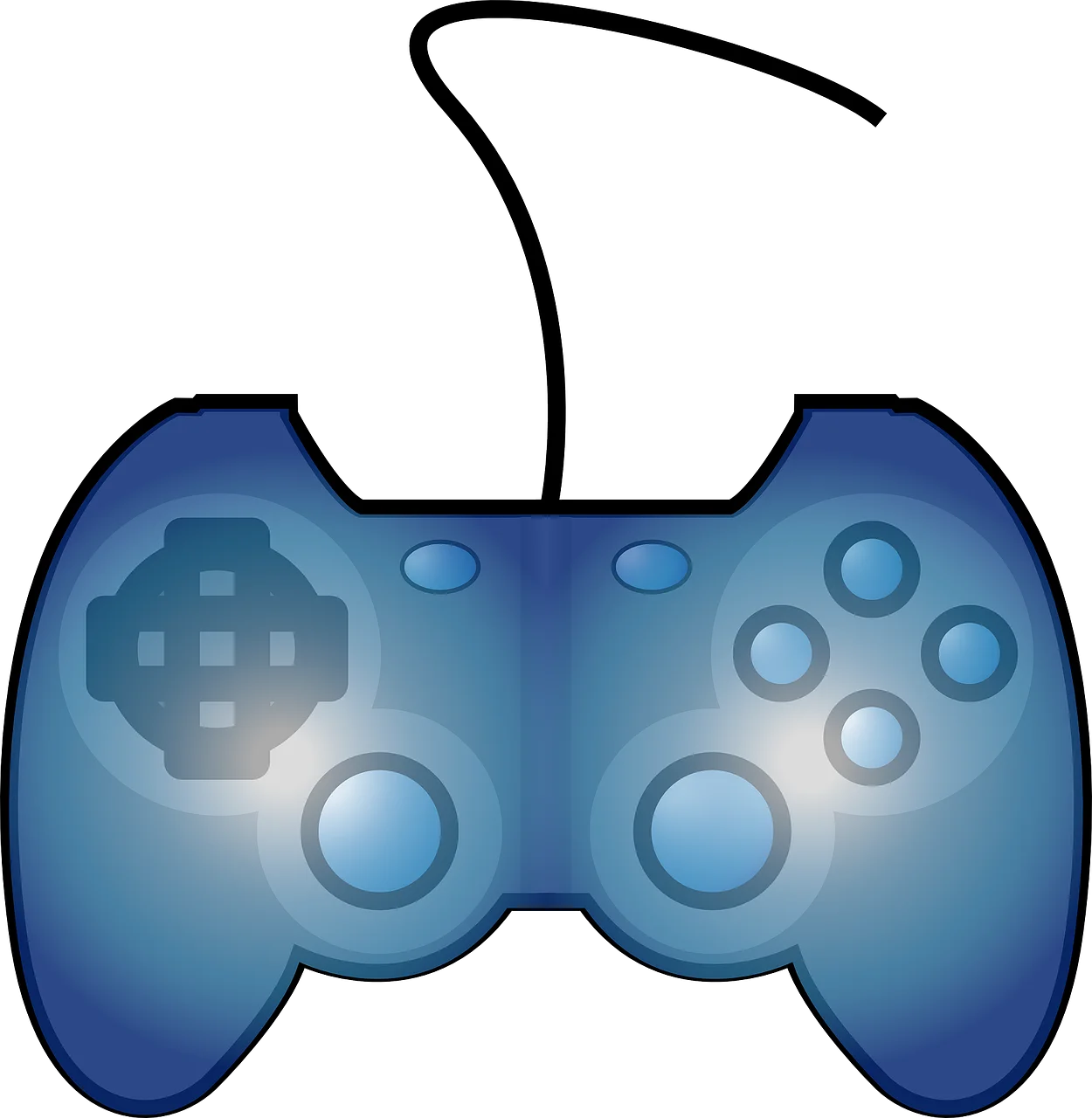 Blue Gaming Controller Clipart Design with Smooth Gradient Shading
