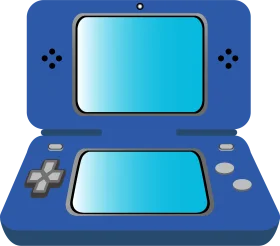 Blue Nintendo DS Handheld Gaming Console Stylized Clipart Design