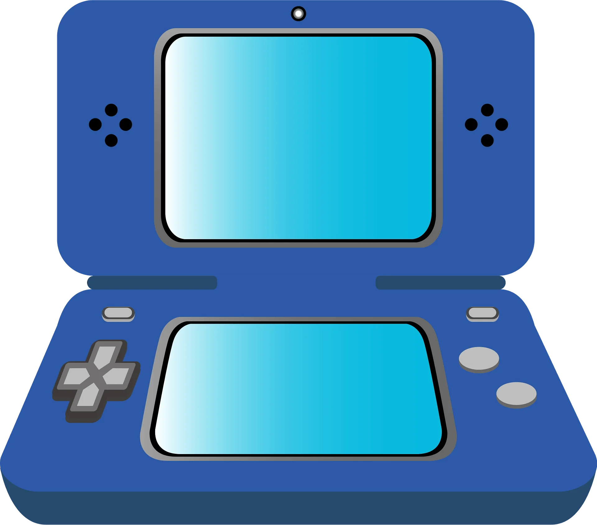 Blue Nintendo DS Handheld Gaming Console Stylized Clipart Design
