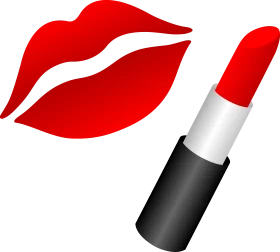 Bold Red Lipstick and Sensual Lip Mark Makeup Clipart Design Element