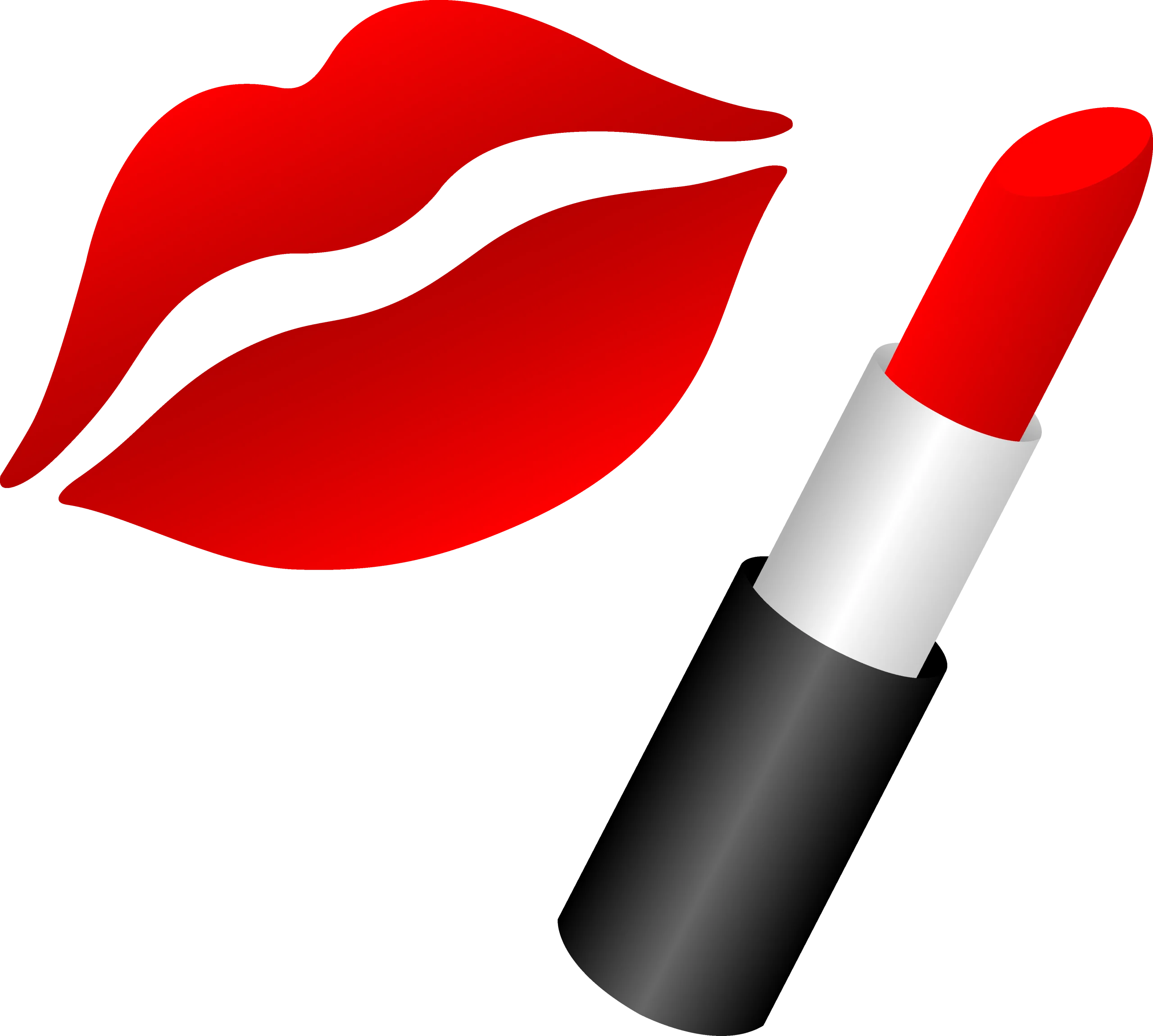 Bold Red Lipstick and Sensual Lip Mark Makeup Clipart Design Element