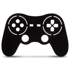 Classic Gaming Clipart: Monochrome Silhouette of a Retro Video Game Controller