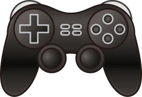 Classic Gaming Controller Silhouette Monochrome Video Game Console Clipart Design