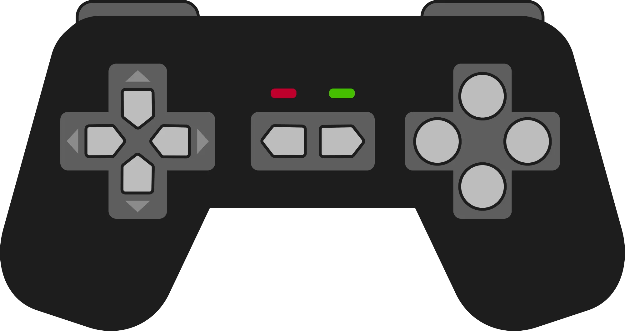 Classic Monochrome Gaming Controller Clipart Design for Digital Media