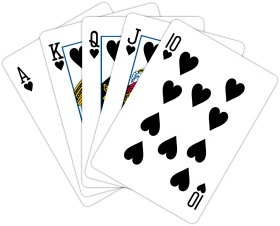 Classic Playing Cards Clipart Illustration - Royal Flush in Spades Design