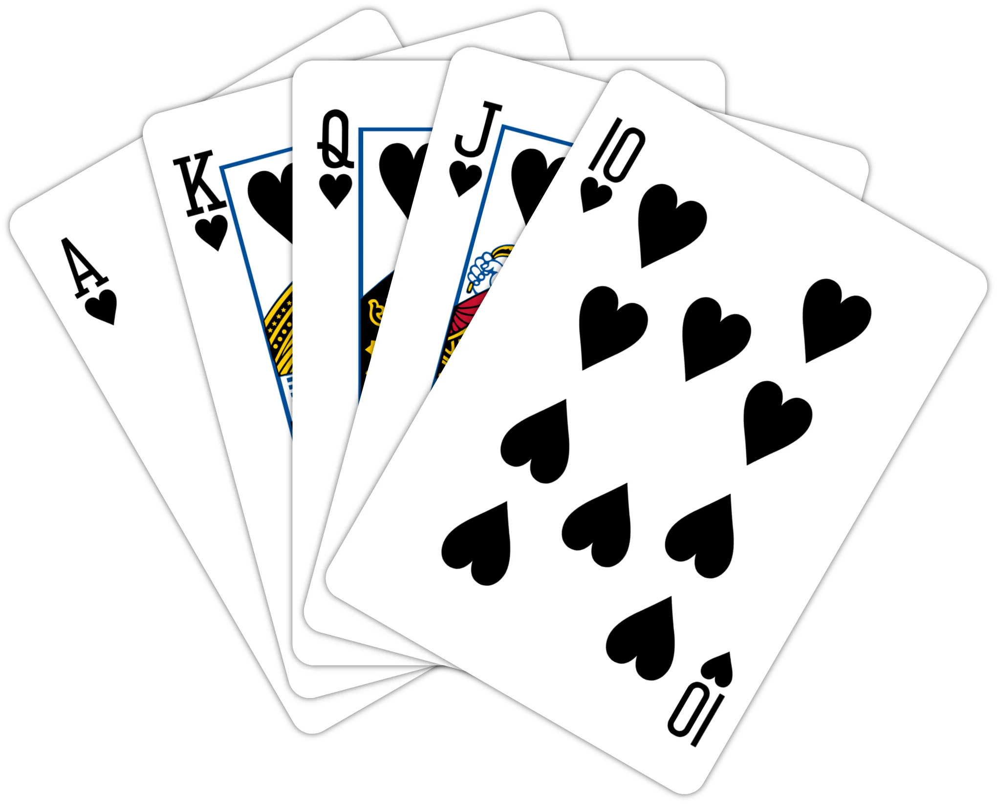 Classic Playing Cards Clipart Illustration - Royal Flush in Spades Design