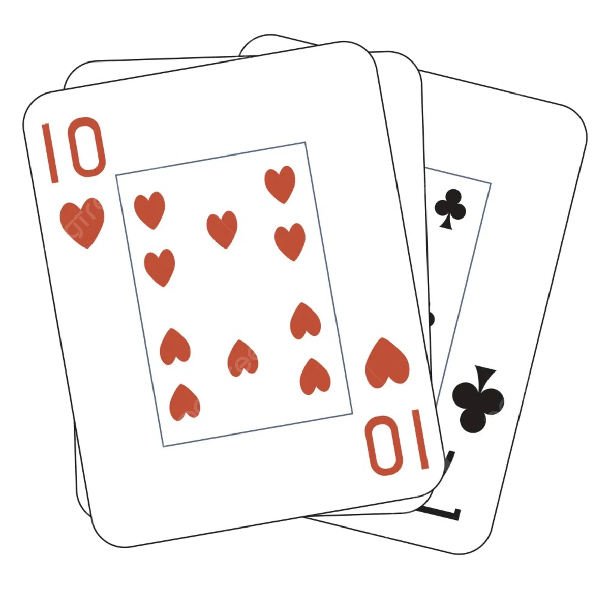 Classic Playing Cards Clipart Illustration with Ten of Hearts and Ace of Clubs
