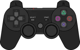 Classic PlayStation DualShock Controller Minimalist Clipart Illustration