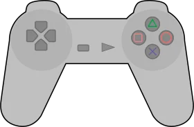 Classic PlayStation One Retro Gaming Controller Minimalist Clipart Design