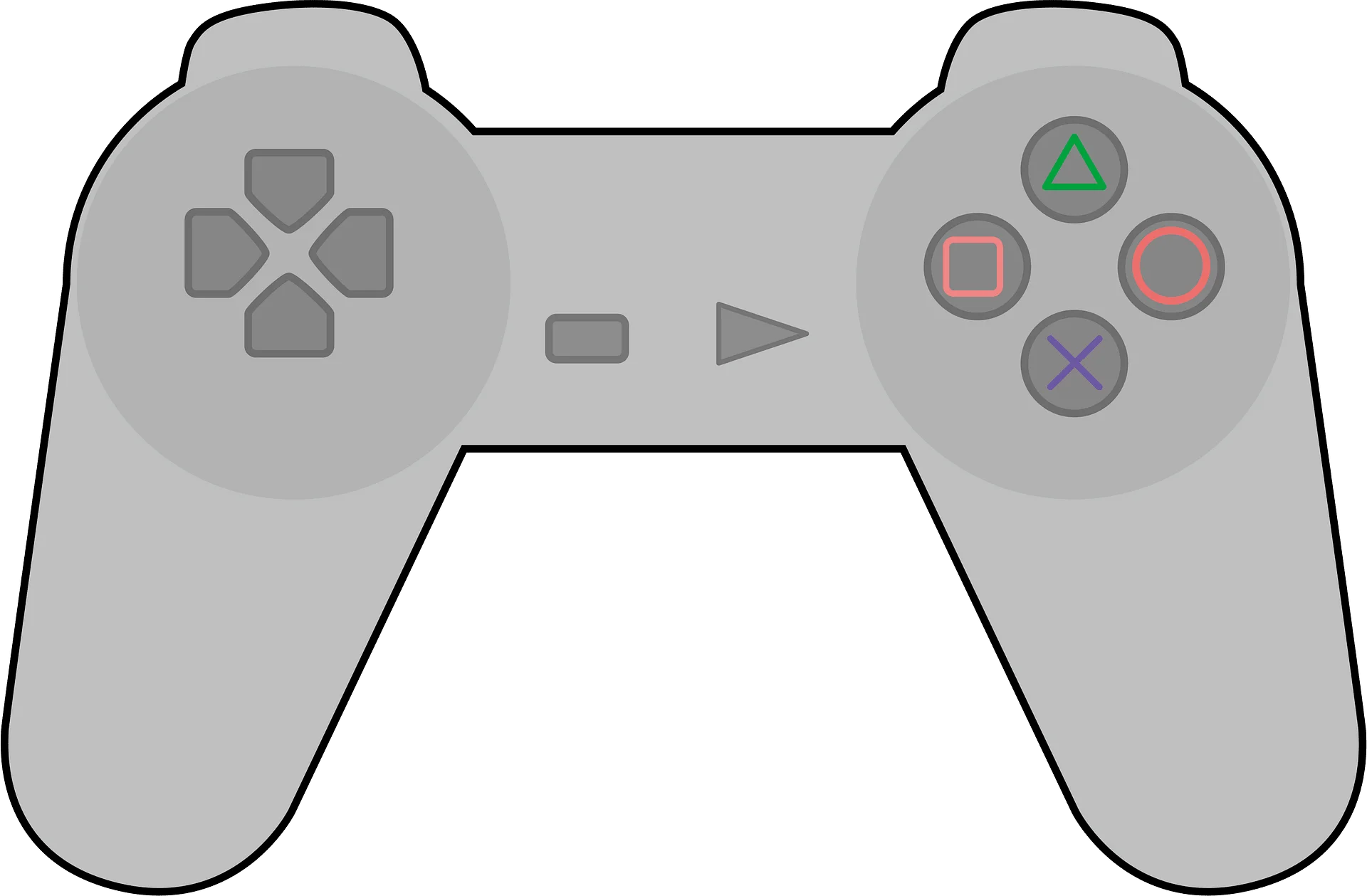 Classic PlayStation One Retro Gaming Controller Minimalist Clipart Design