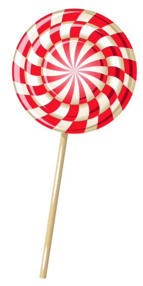 Classic Red and White Spiral Candy Lollipop Clipart Design with Wooden Stick