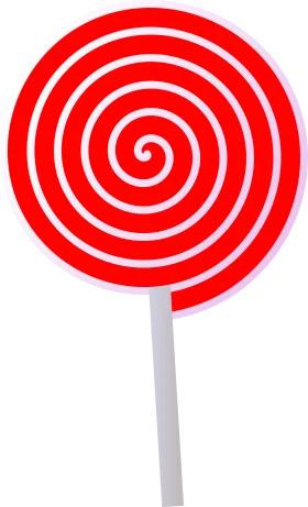 Classic Red and White Swirled Spiral Lollipop Clipart Design with Stick