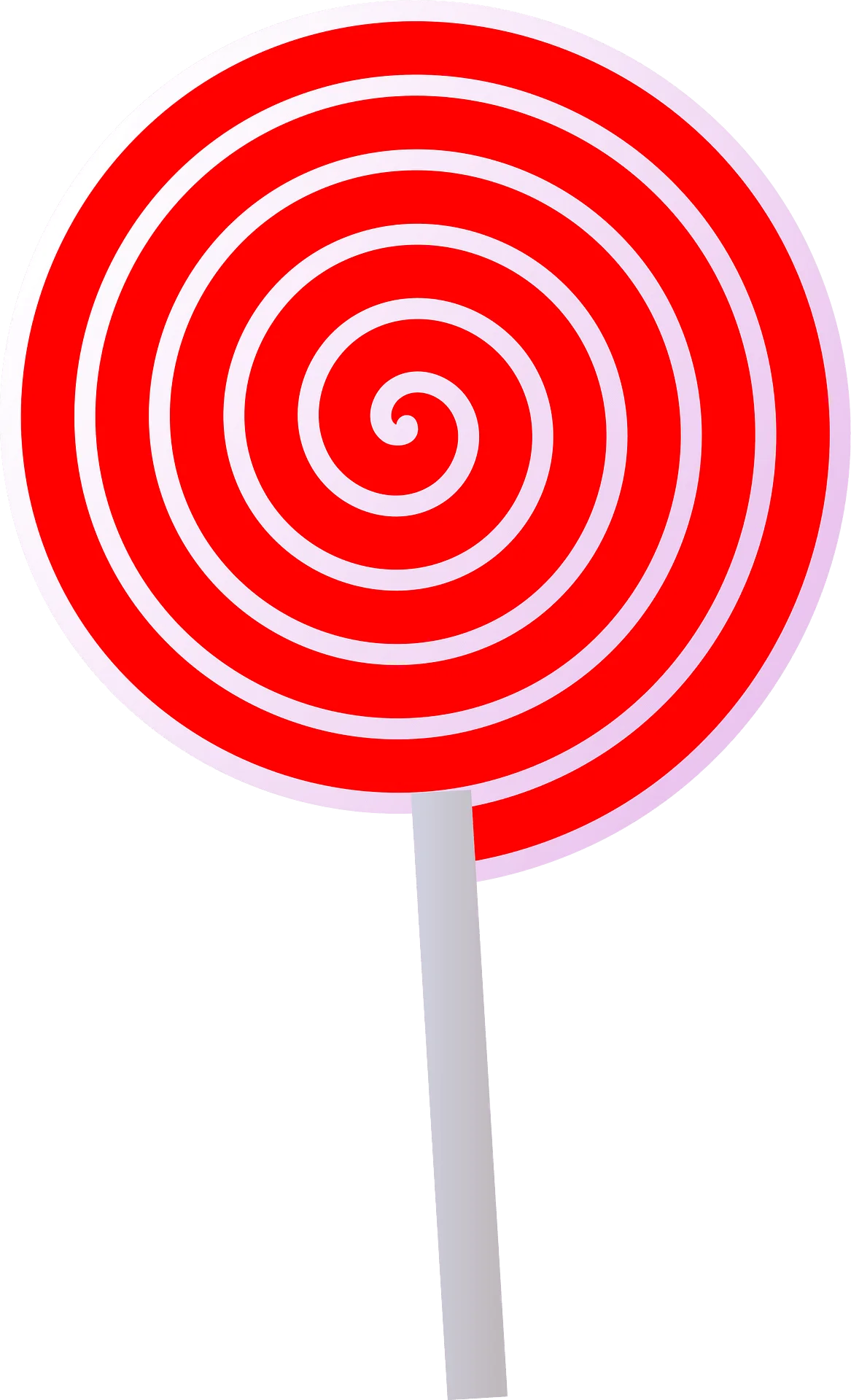 Classic Red and White Swirled Spiral Lollipop Clipart Design with Stick