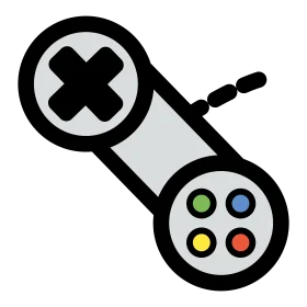 Classic Retro Gaming Controller Clipart Design with Colorful Action Buttons