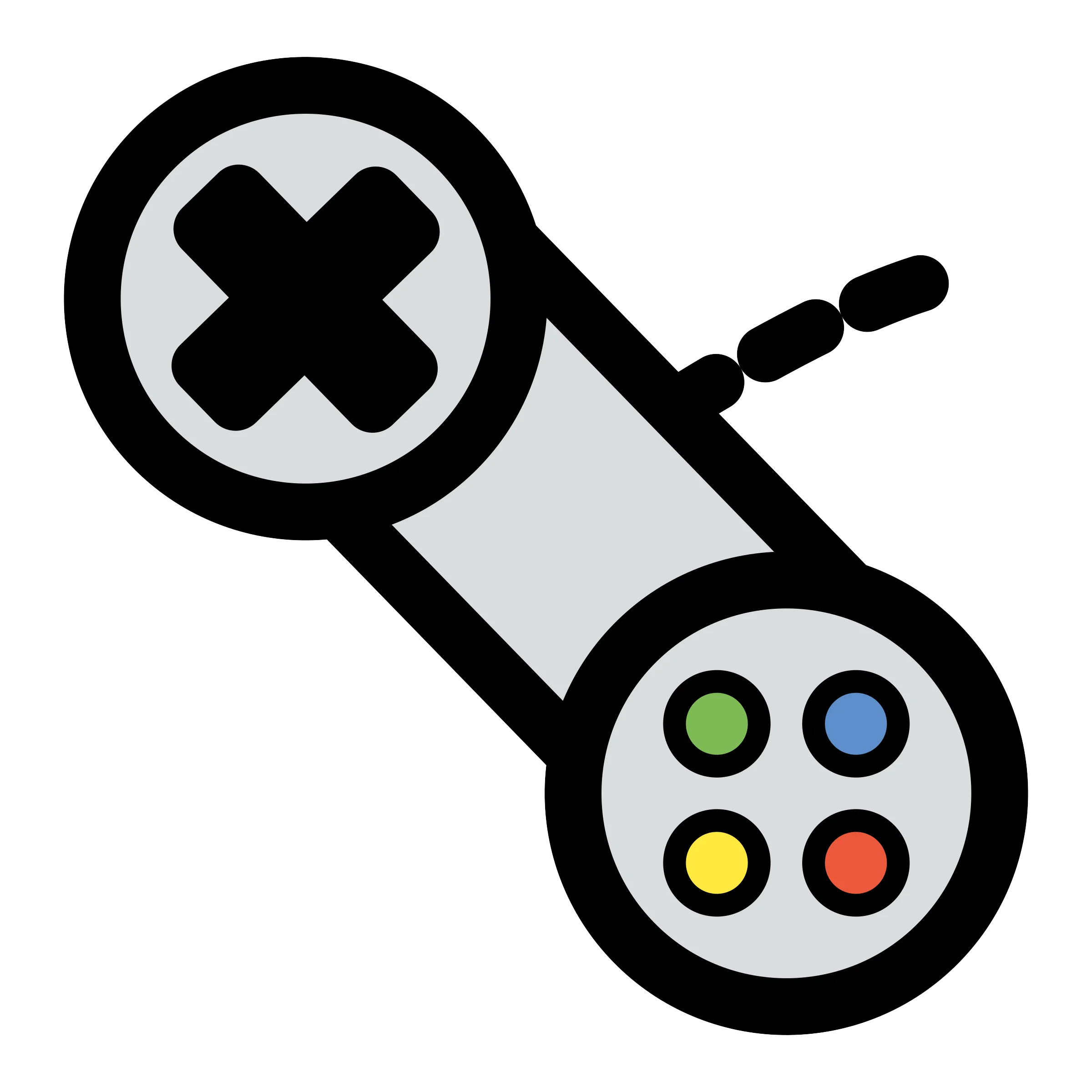 Classic Retro Gaming Controller Clipart Design with Colorful Action Buttons