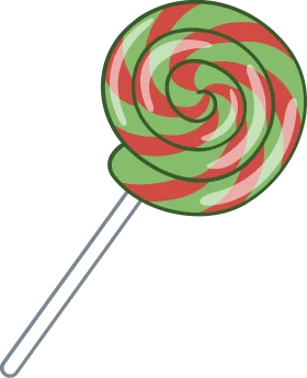 Classic Swirled Candy Lollipop Clipart with Festive Green and Red Spiral Design