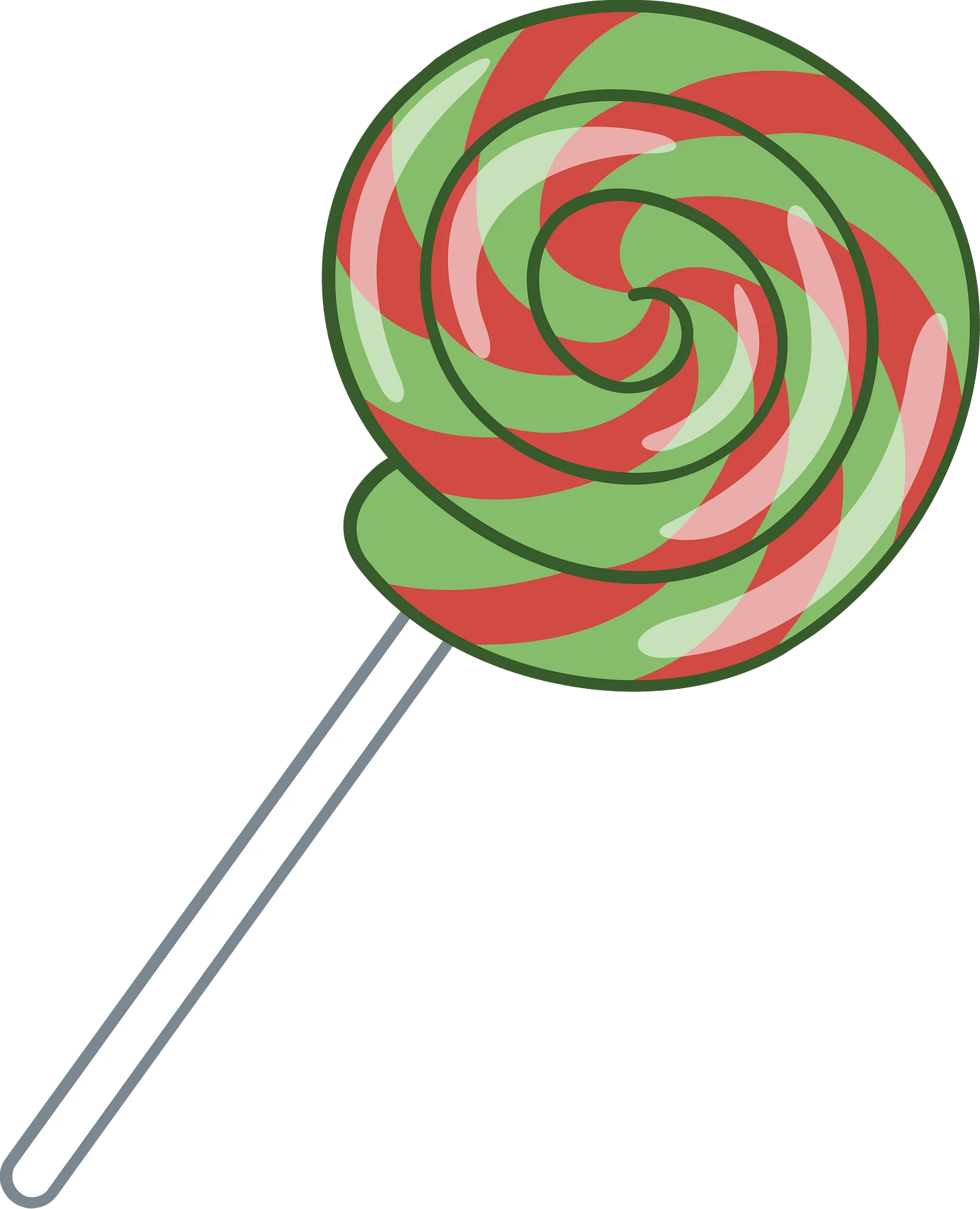 Classic Swirled Candy Lollipop Clipart with Festive Green and Red Spiral Design