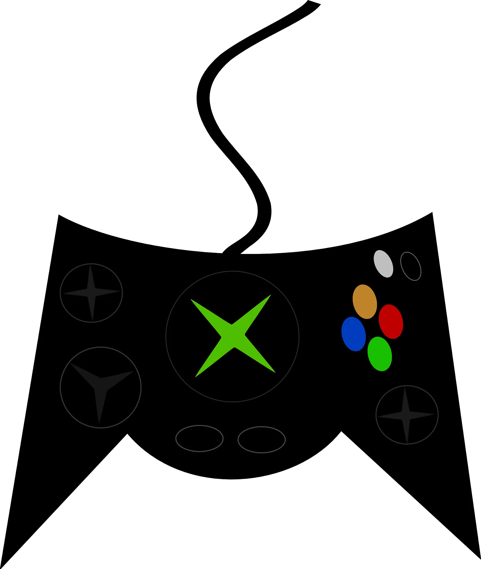 Classic Xbox Controller Silhouette Gaming Clipart Design with Iconic Button Layout
