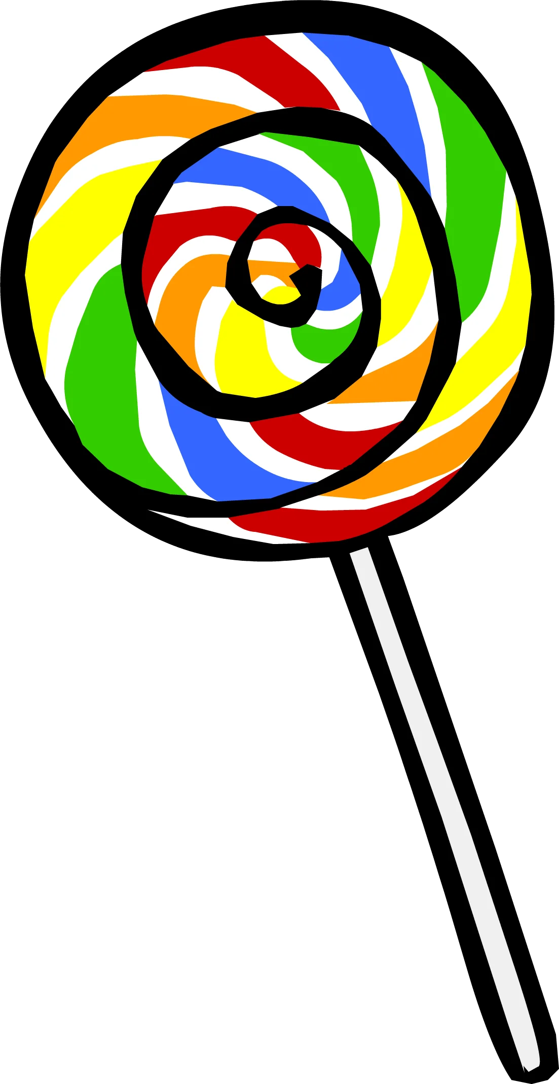 Colorful Swirling Rainbow Spiral Lollipop Clipart Design with Bold Stripes