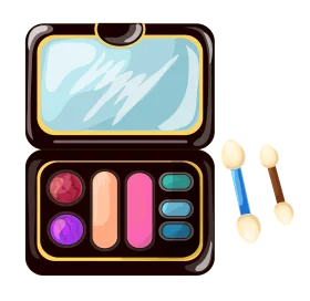 Compact Makeup Palette Clipart: Eyeshadow and Cosmetic Tools Illustration
