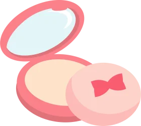 Delicate Pink Compact Powder Makeup Clipart Illustration with Soft Bow Accent