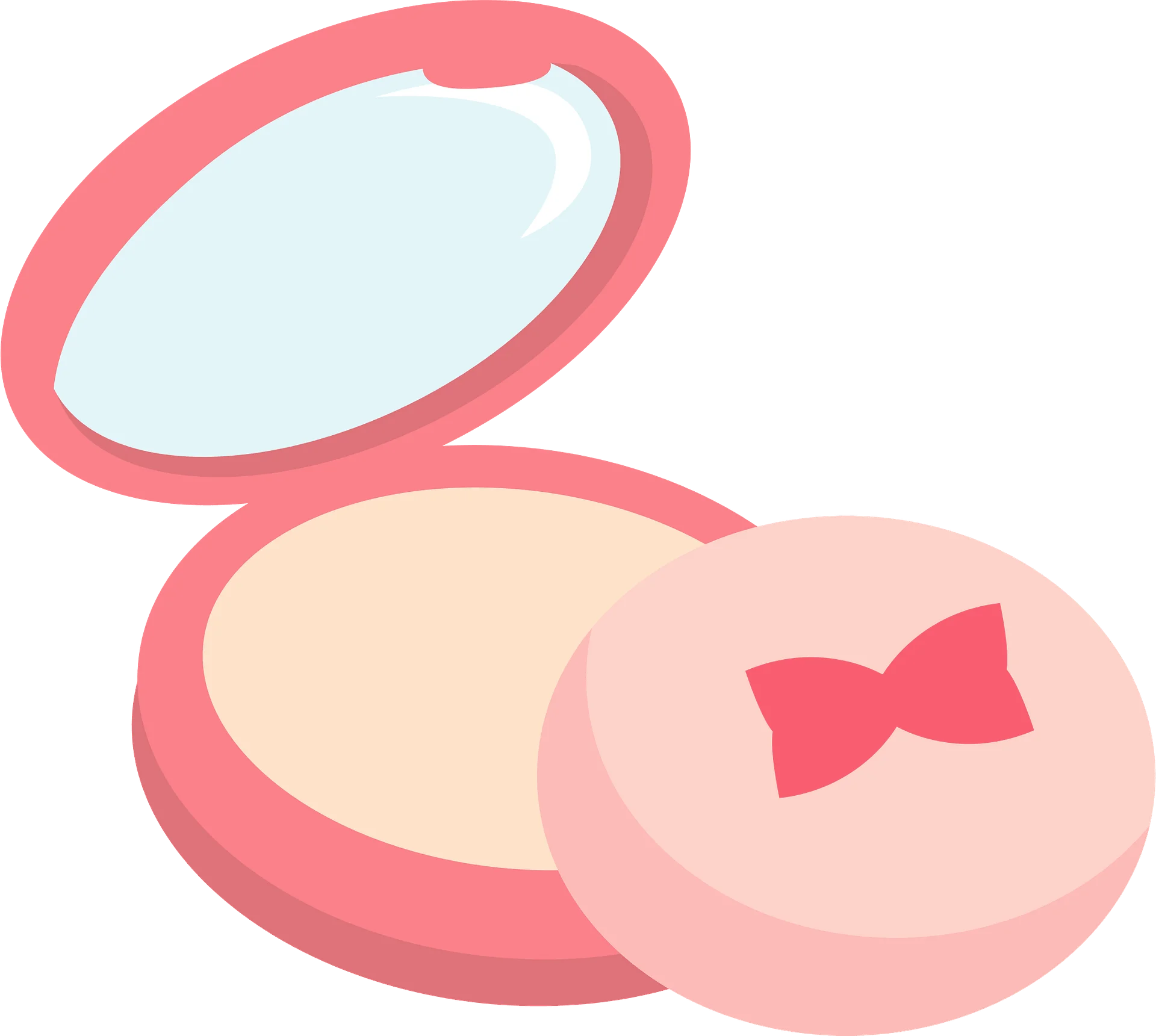 Delicate Pink Compact Powder Makeup Clipart Illustration with Soft Bow Accent